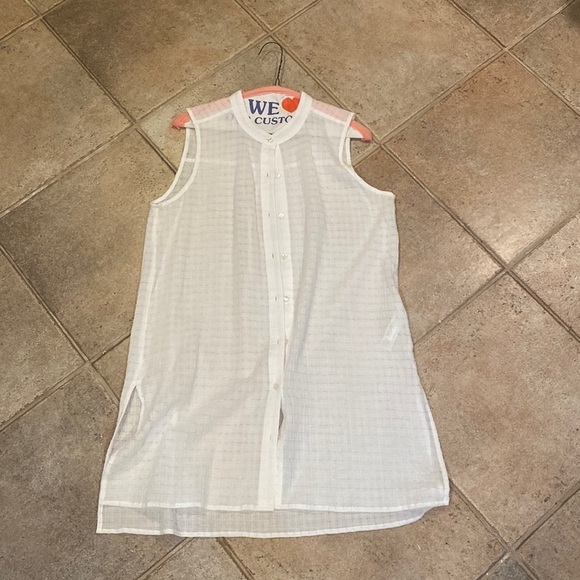 Eileen Fisher white sheer button down tunic size small - Picture 1 of 5